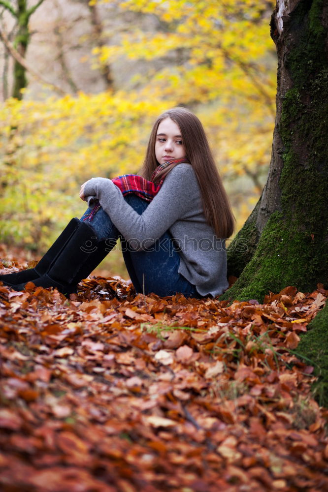 Similar – KapuzenMädchen im Herbstwald