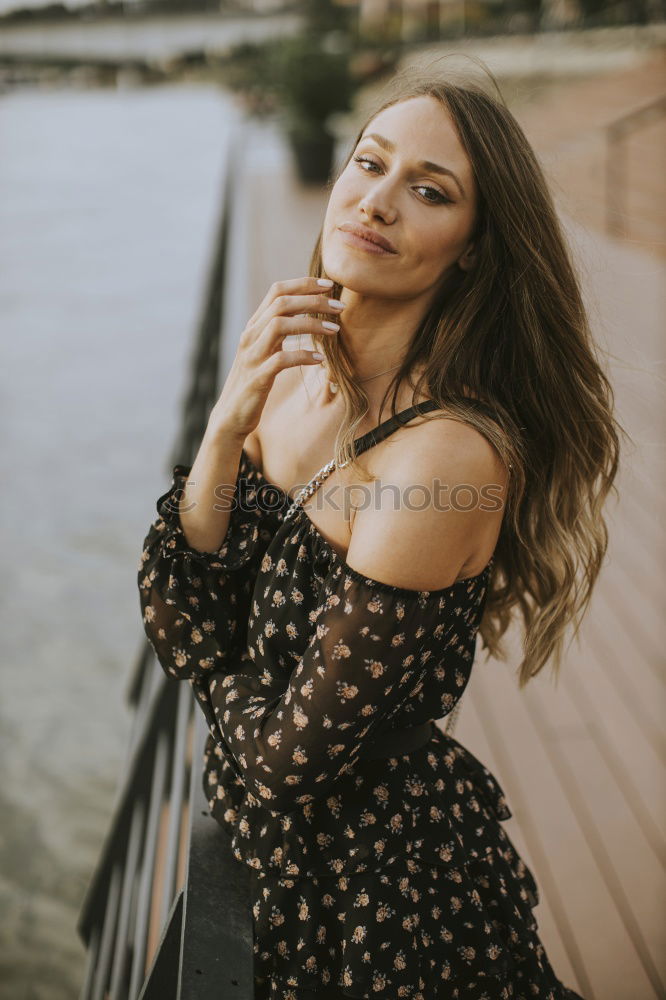 Similar – Image, Stock Photo Charming lady posing on street