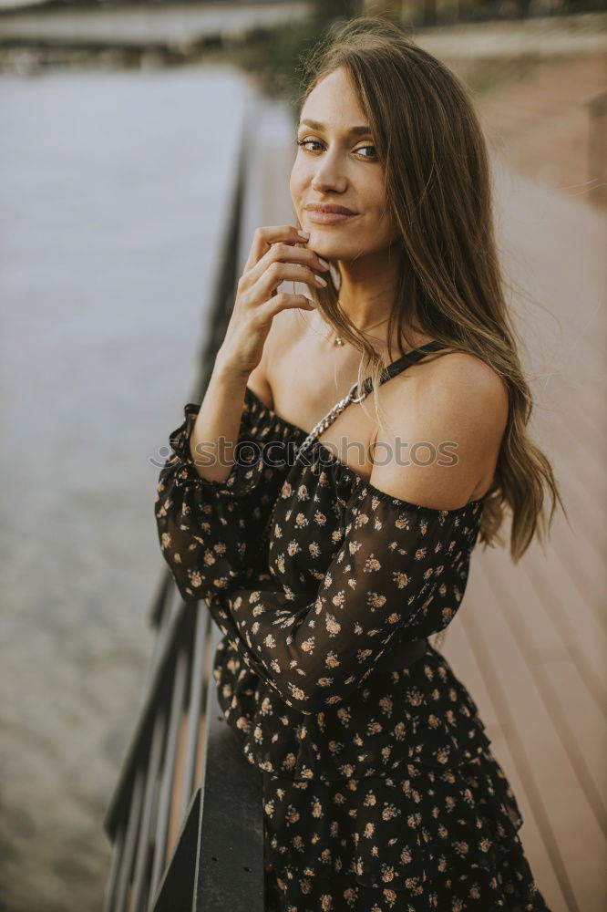 Similar – Image, Stock Photo Portrait of young woman smiling in urban background