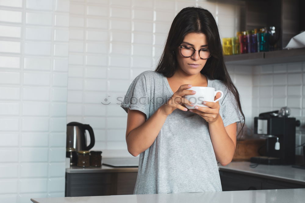 Similar – Image, Stock Photo woman close up eating oat and fruits bowl for breakfast