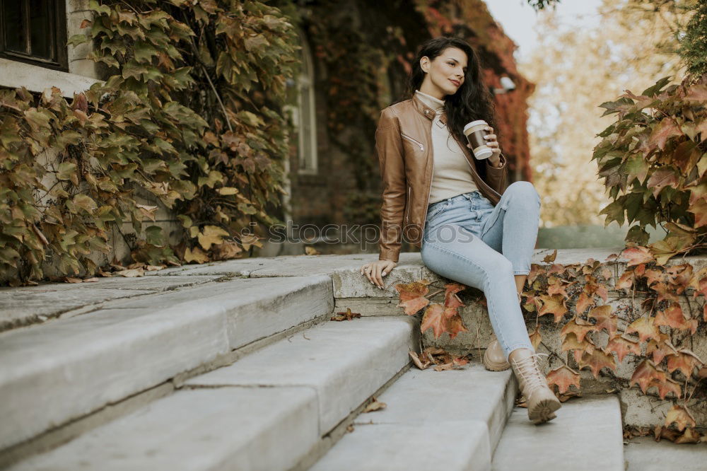 Similar – Image, Stock Photo Stylish model in autumnal wood