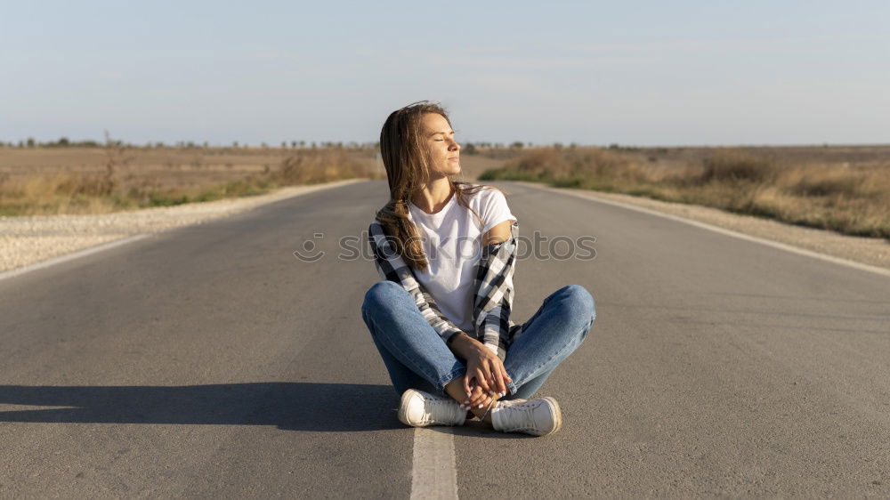 Similar – Image, Stock Photo Happy little boy playing on the road at the day time. Kid having fun outdoors. He skateboarding on the road. Concept of sport.