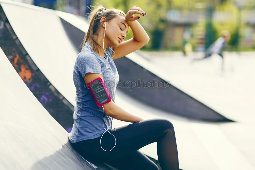 Similar – Image, Stock Photo Detail of Girl resting sitting on weights in Gym