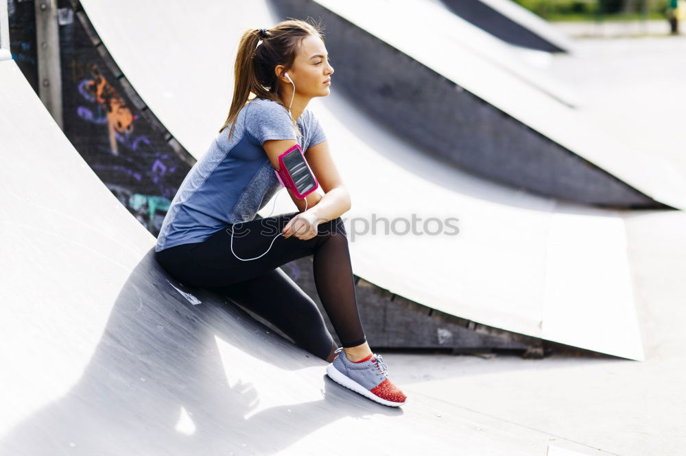 Similar – Happy friends sitting on steps