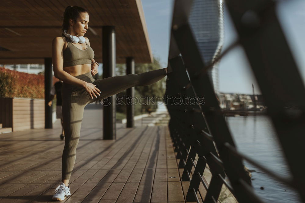 Similar – Image, Stock Photo female runner stretching