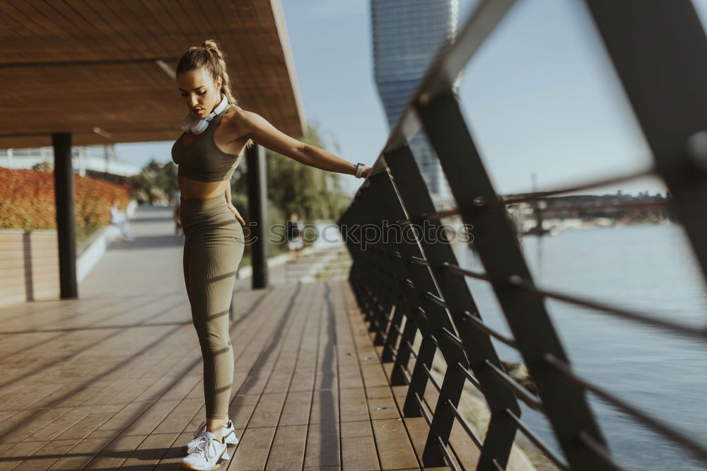 Similar – Image, Stock Photo female runner stretching