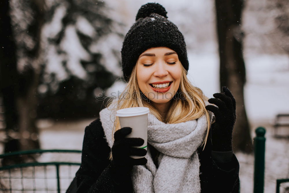 Similar – Image, Stock Photo Pretty woman posing in winter town