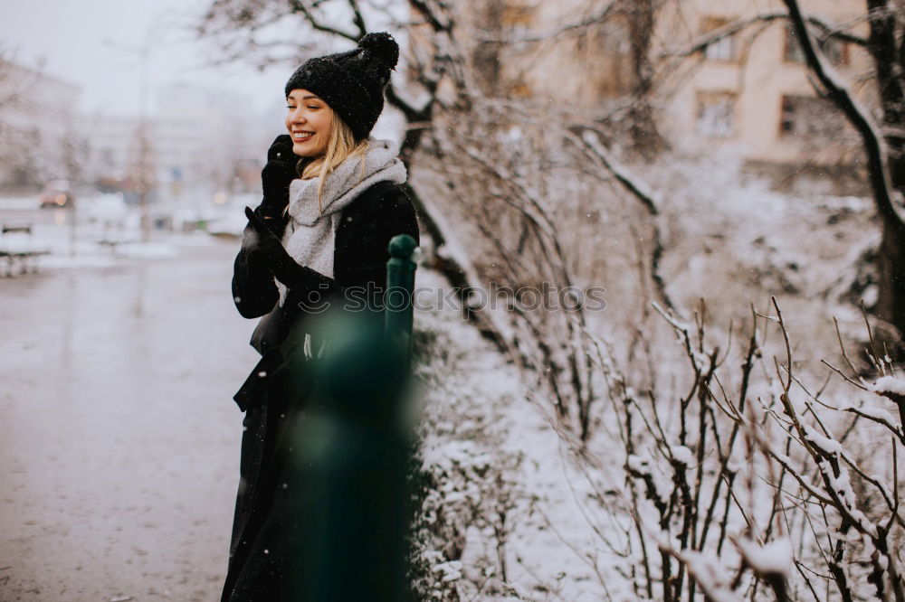 Similar – Image, Stock Photo Attractive woman on snowy street