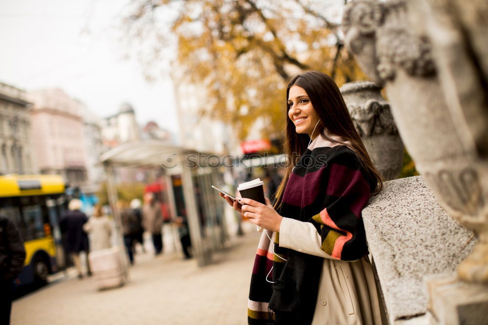 Similar – Image, Stock Photo Brunette woman texting on her mobile phone