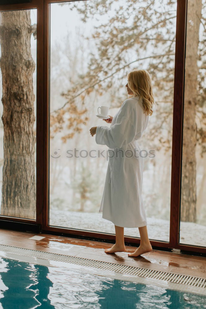 Similar – Image, Stock Photo Blonde woman swimming in outside plunge tub