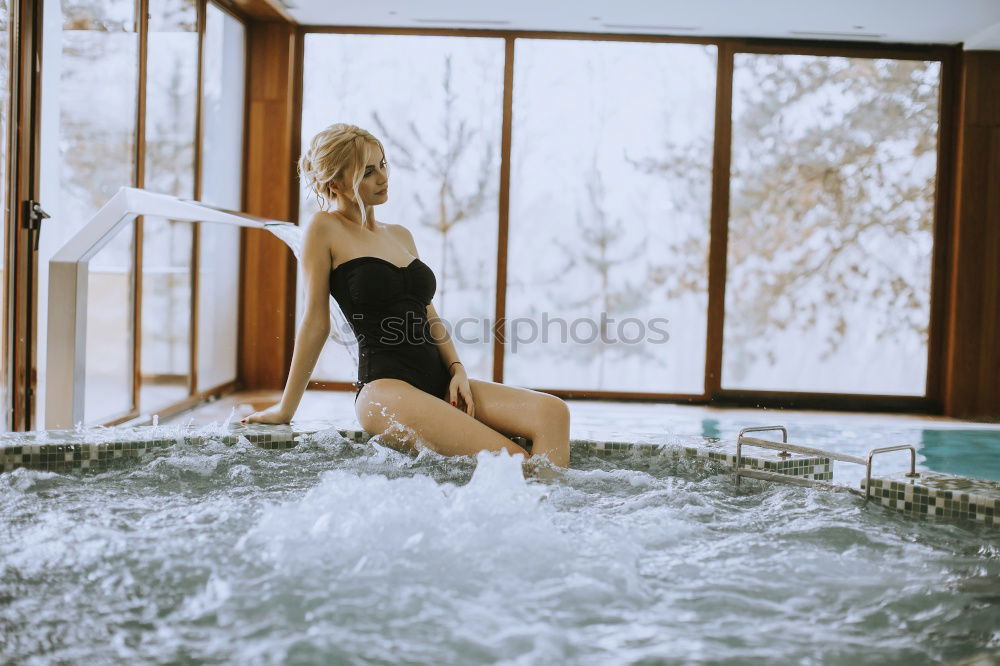 Similar – Image, Stock Photo Blonde woman swimming in outside plunge tub