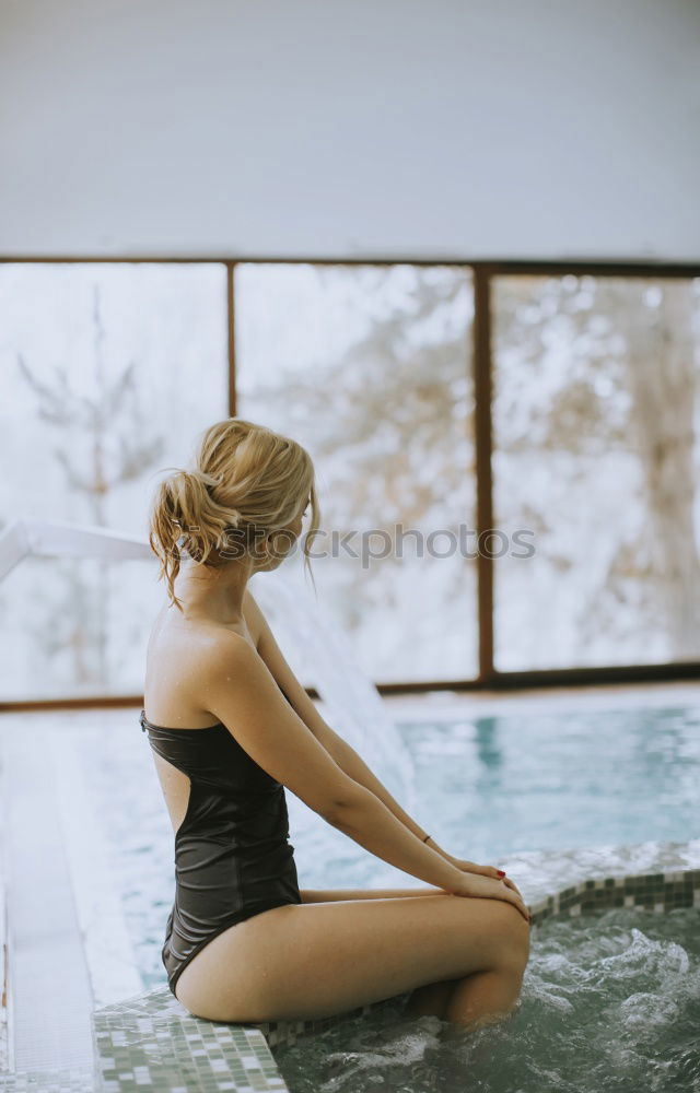 Similar – Image, Stock Photo Woman swimming in outside tub