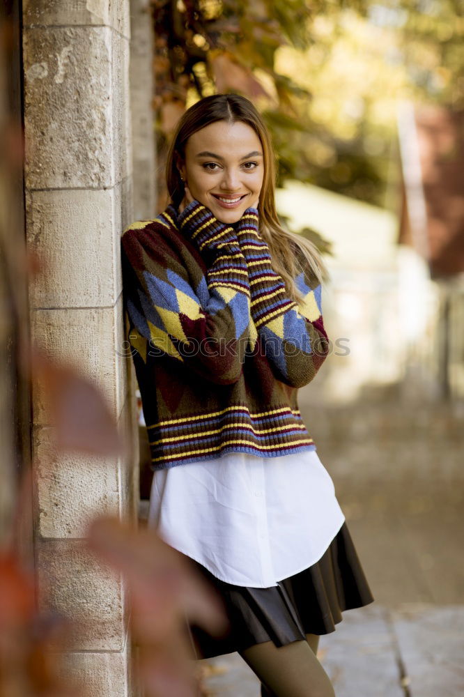 Similar – Image, Stock Photo Young woman, model of fashion, smiling outdoors