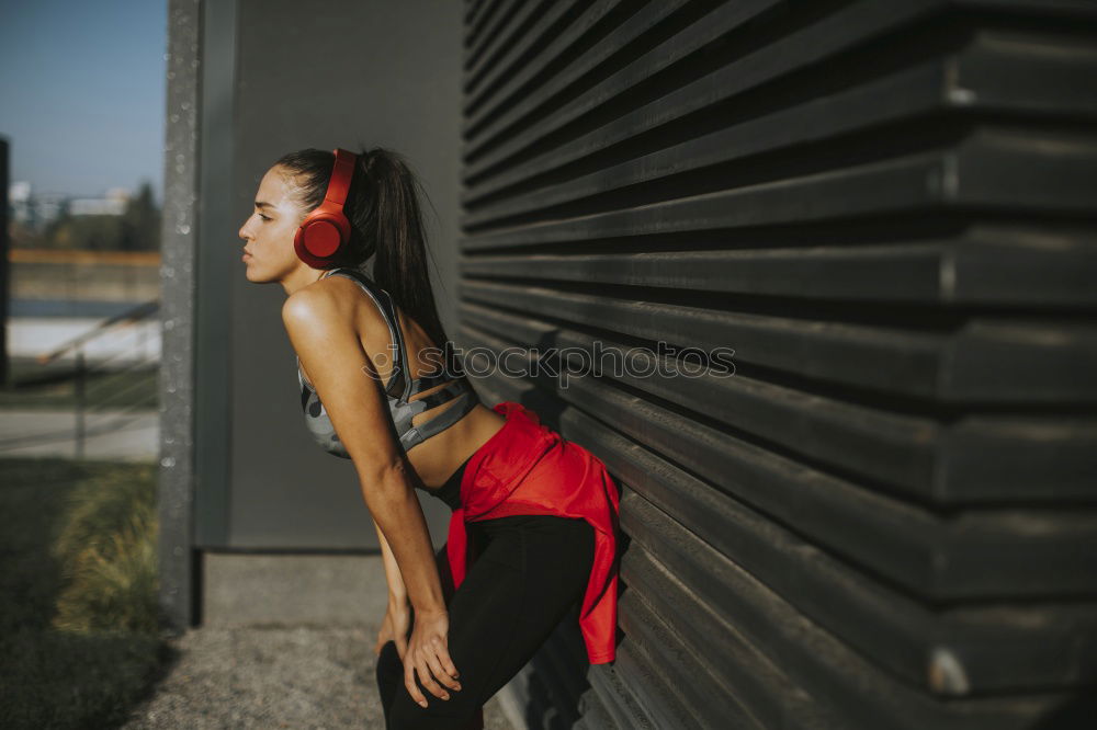 Similar – Image, Stock Photo athletic woman stretching