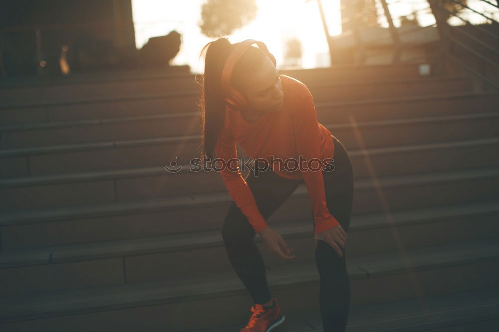 Similar – Image, Stock Photo Anonymous woman runner tying shoe laces