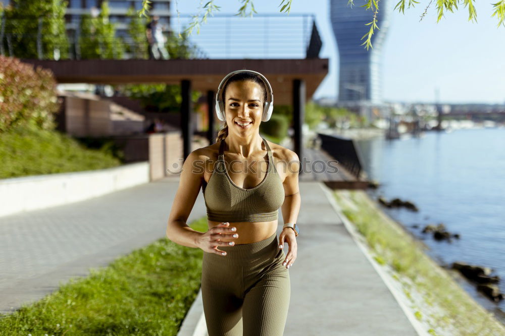 Similar – Black woman, afro hairstyle, running outdoors