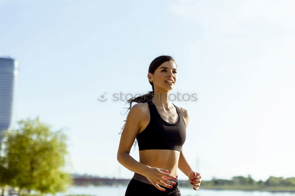 Similar – Image, Stock Photo Female runner portrait