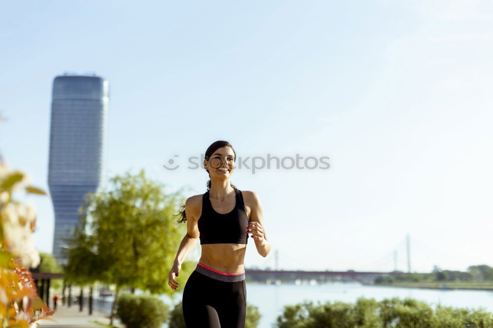 Similar – Image, Stock Photo Female runner portrait