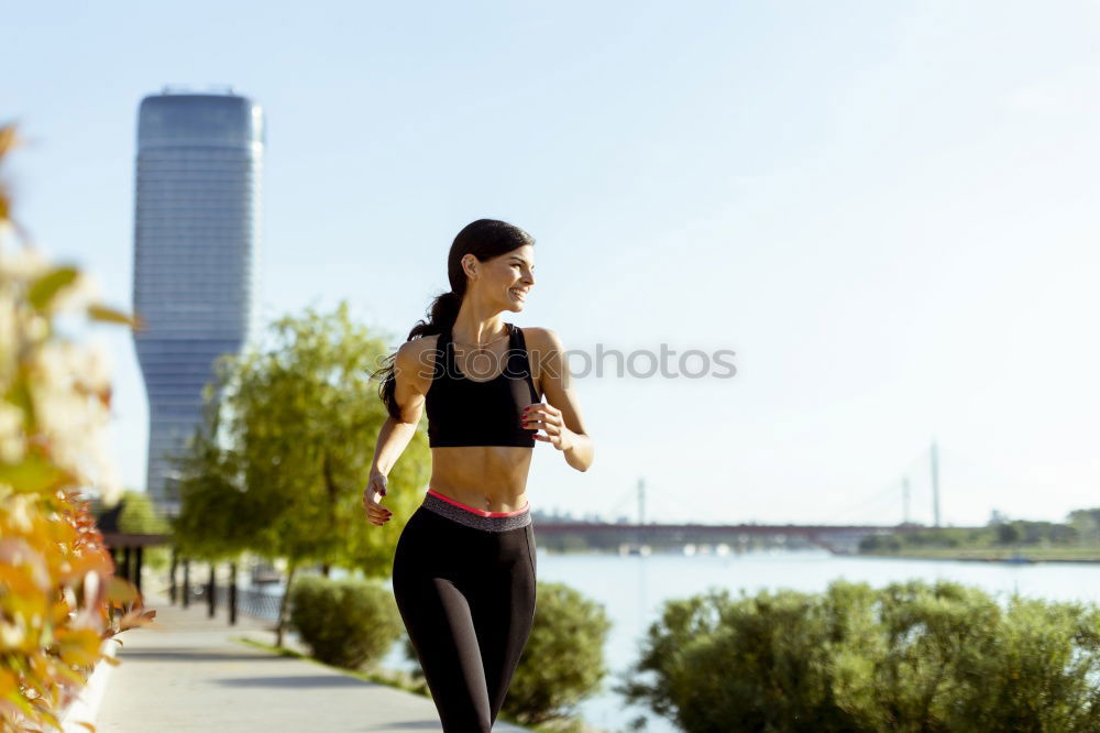 Similar – Image, Stock Photo Female runner portrait