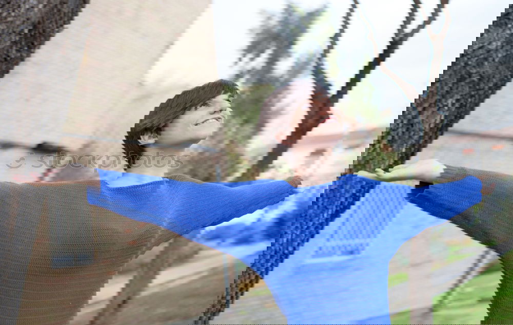 Similar – Image, Stock Photo portrait of a runner woman at the park after running