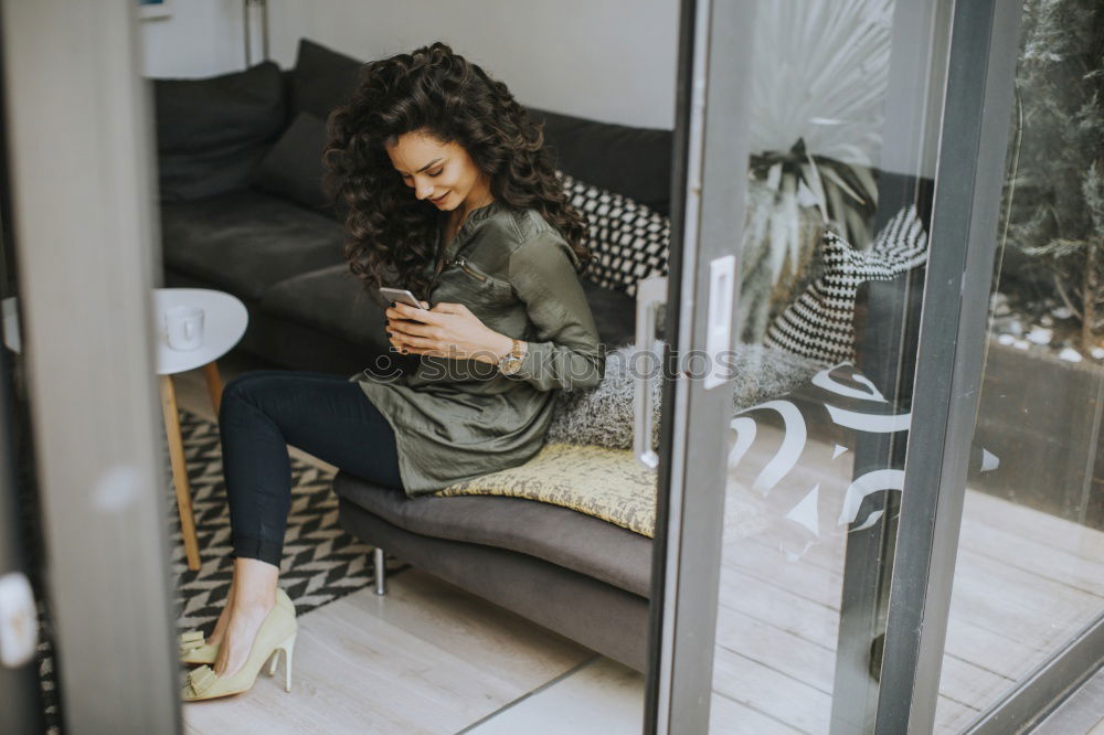 Similar – Image, Stock Photo Woman using a computer on the floor