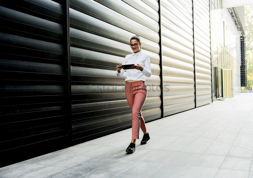 Similar – Image, Stock Photo Young woman waiting her train in a subway station