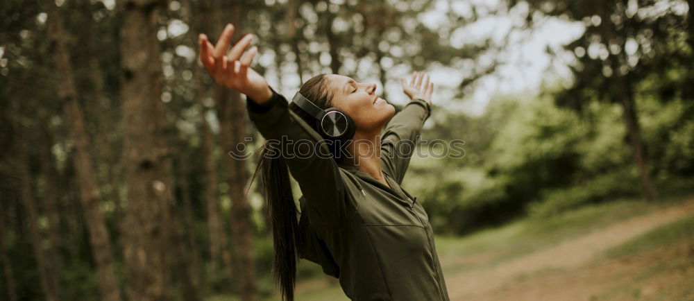 Similar – Image, Stock Photo back of young female in sweater and hat