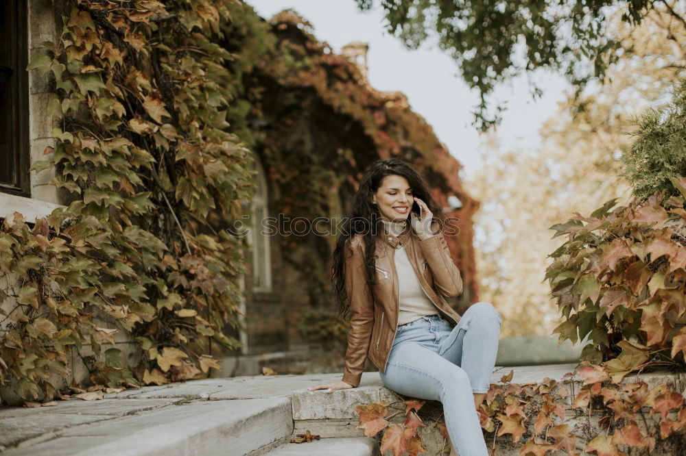 Similar – Stylish woman on park bench