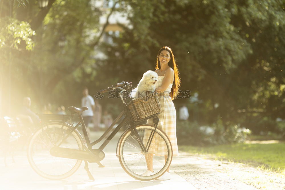 Image, Stock Photo Who loves his bike, pushes it