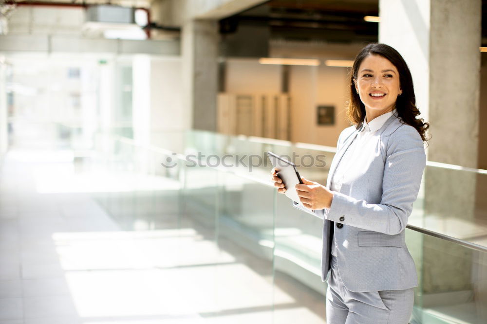 Image, Stock Photo Woman on escalator