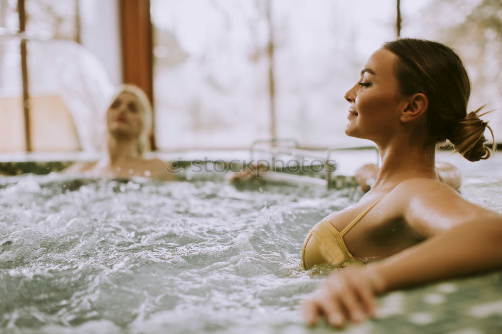 Similar – Image, Stock Photo Blonde woman swimming in outside plunge tub