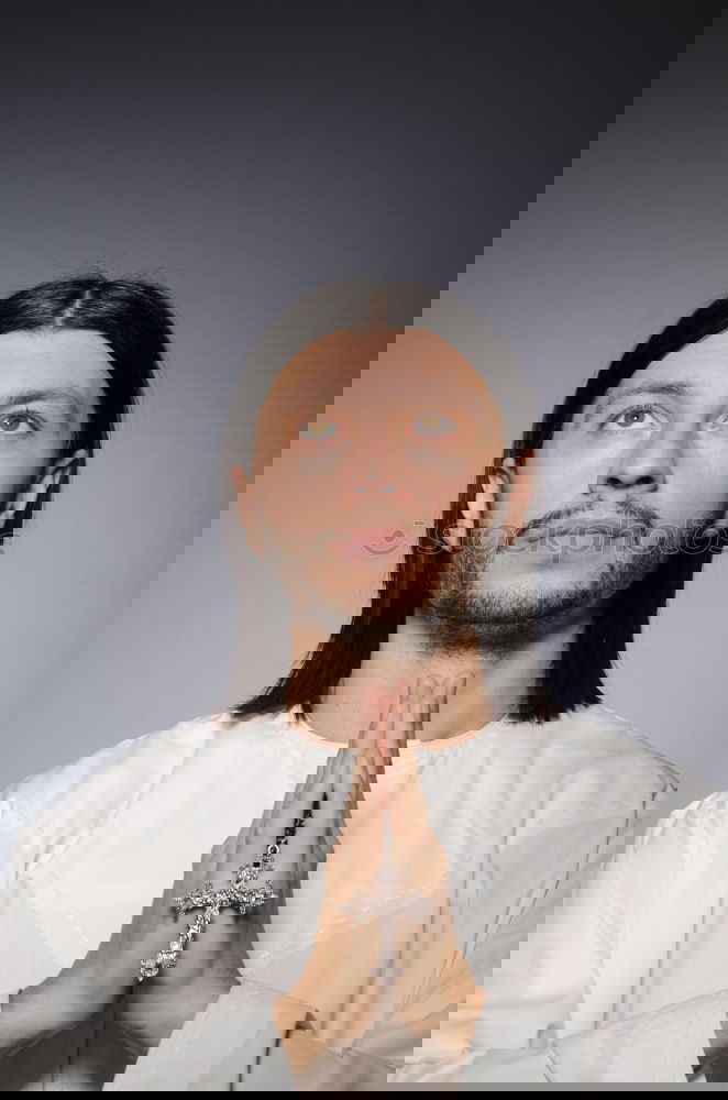 Similar – Image, Stock Photo A portrait of a young man with long hair, a beard and a kind smile on his gace
