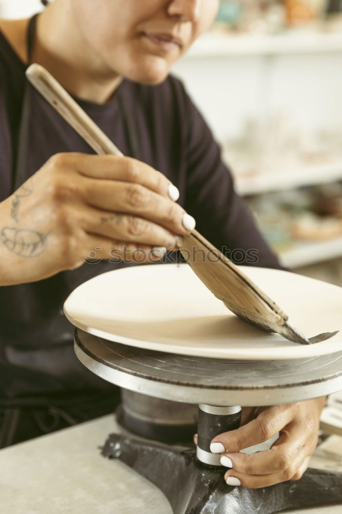 Similar – Image, Stock Photo Artisan working in pottery studio