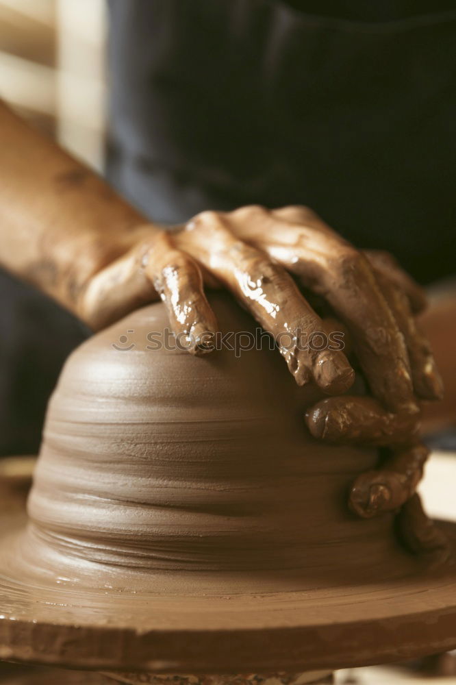 Similar – Image, Stock Photo Woman working with clay making pot