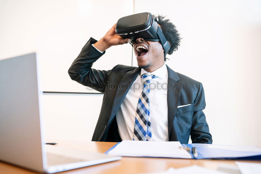 Similar – Image, Stock Photo afro businessman playing virtual reality simulation