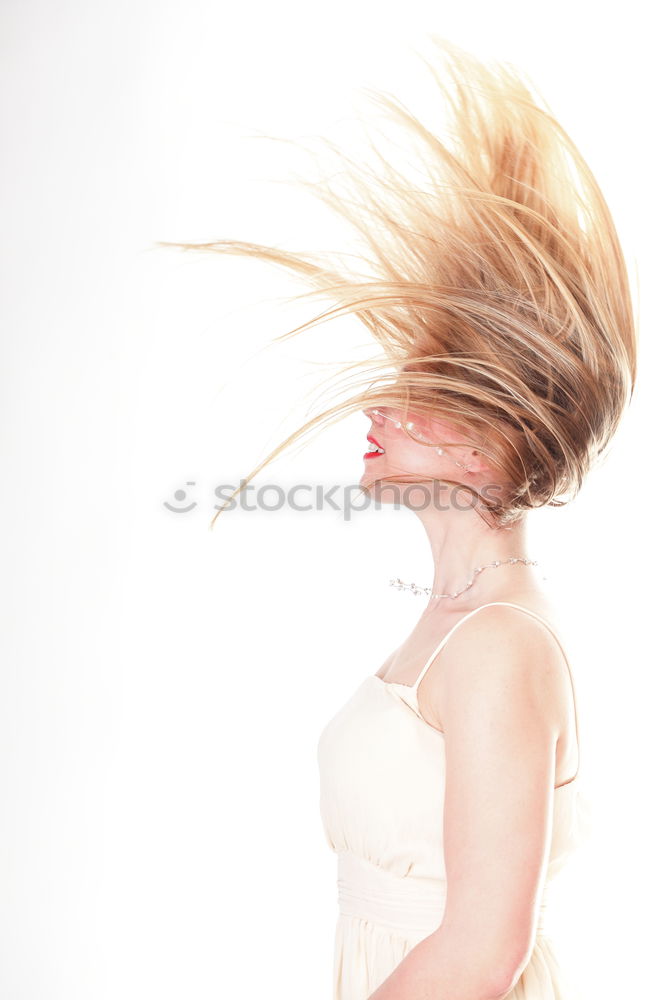 Similar – Image, Stock Photo Young redhead woman with a yellow dress in a yellow room