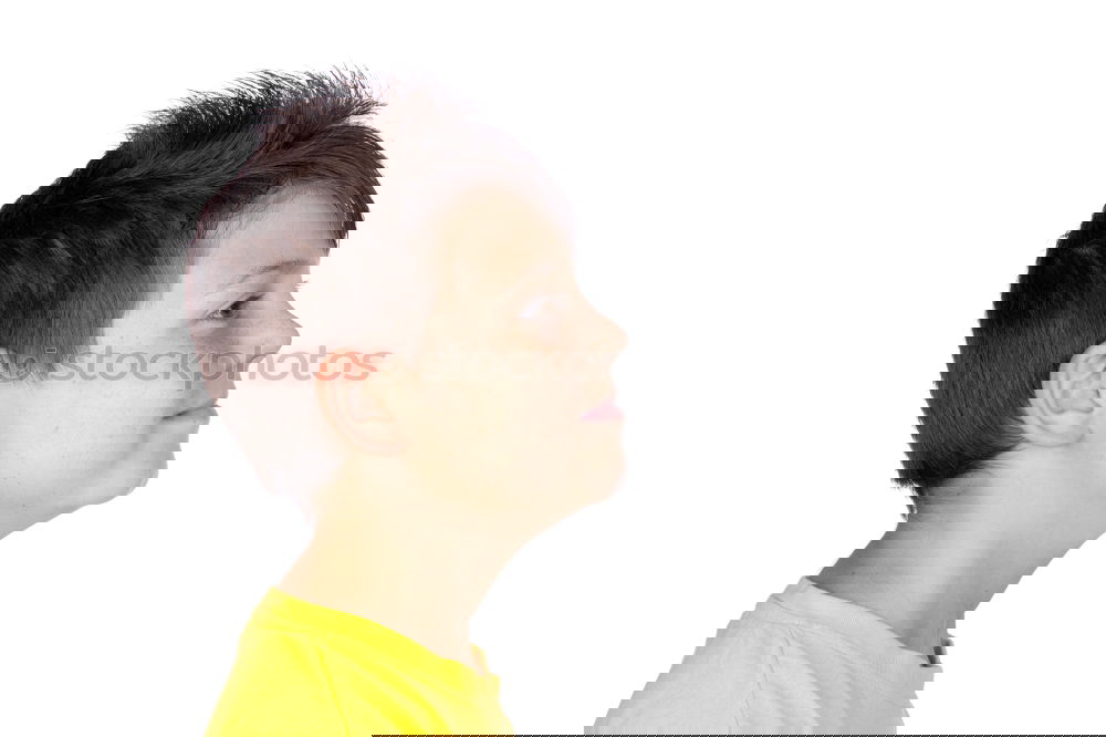Image, Stock Photo Portrait of a young sad boy. Concept of lonely.