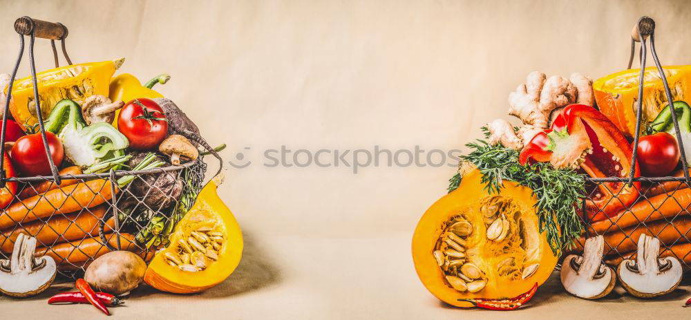 Similar – Image, Stock Photo Basket with autumn vegetables on the kitchen table