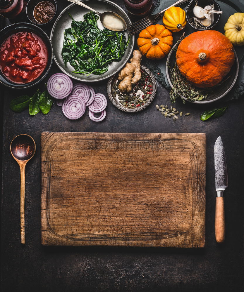 Similar – Image, Stock Photo Female hands hold small wok pot with chopped vegetables