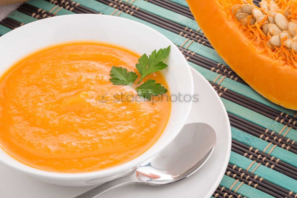 Similar – Image, Stock Photo Pumpkin soup puree