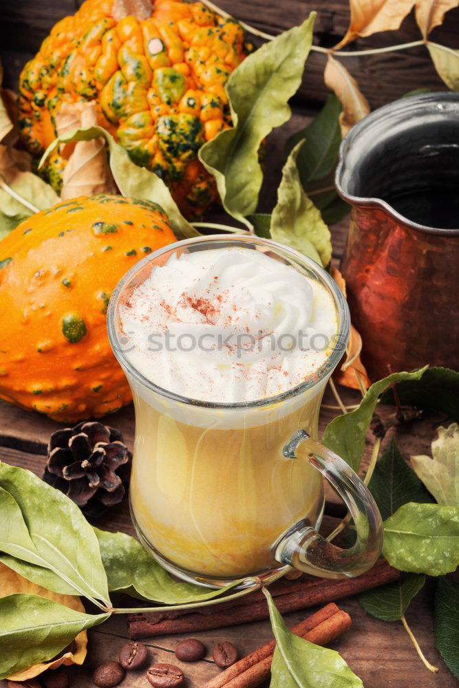Image, Stock Photo Pumpkin spice latte coffee