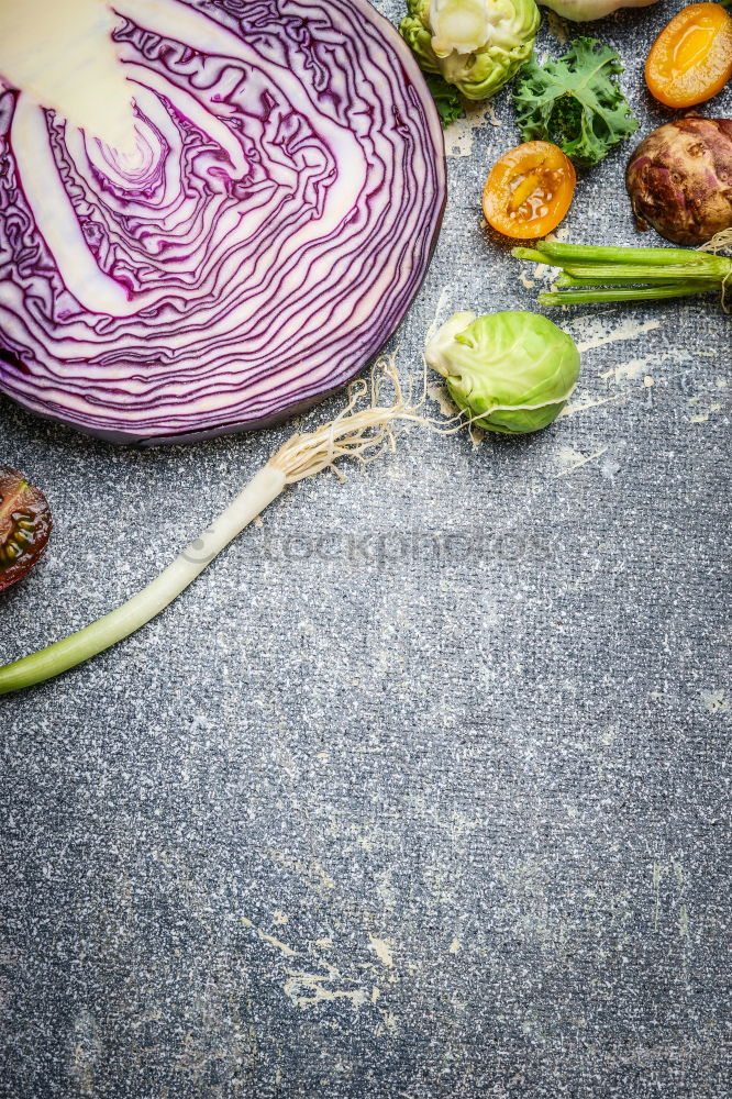 Image, Stock Photo Red cabbage and vegetable ingredients for cooking