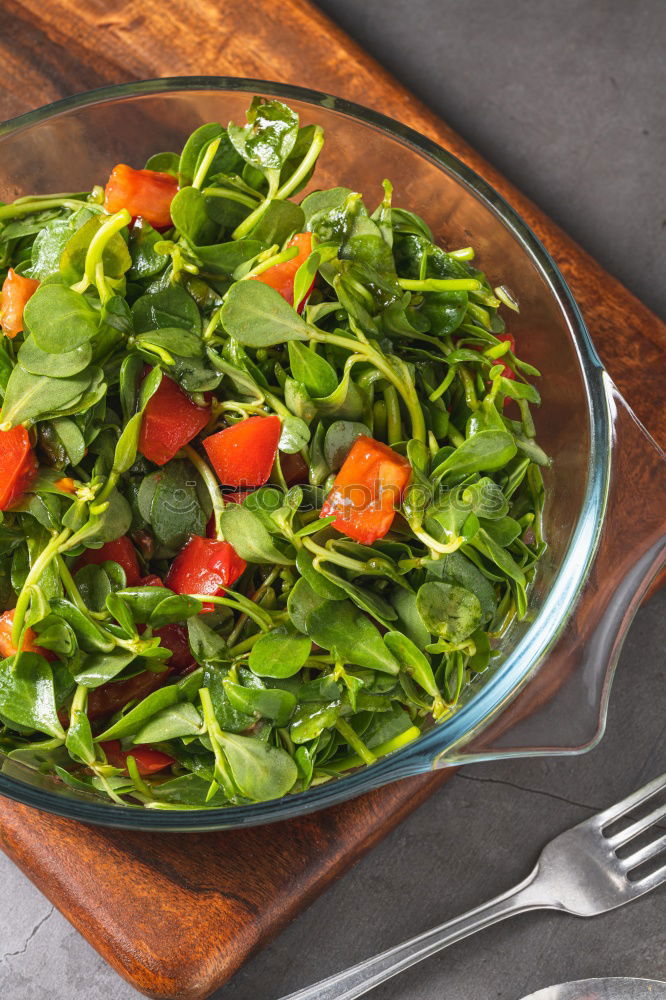 Image, Stock Photo Arugula salad with roasted radishes and feta cheese