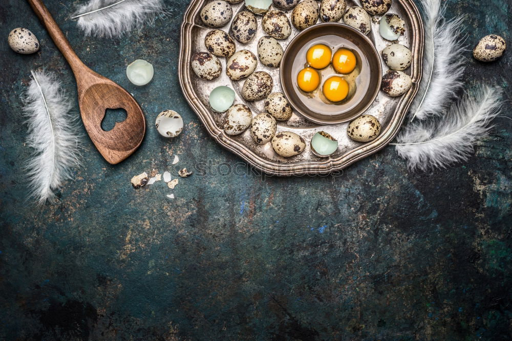 Image, Stock Photo Aromatic herbs and spices with spoon around the plate