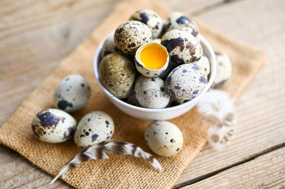 Image, Stock Photo Quail eggs on a wooden surface