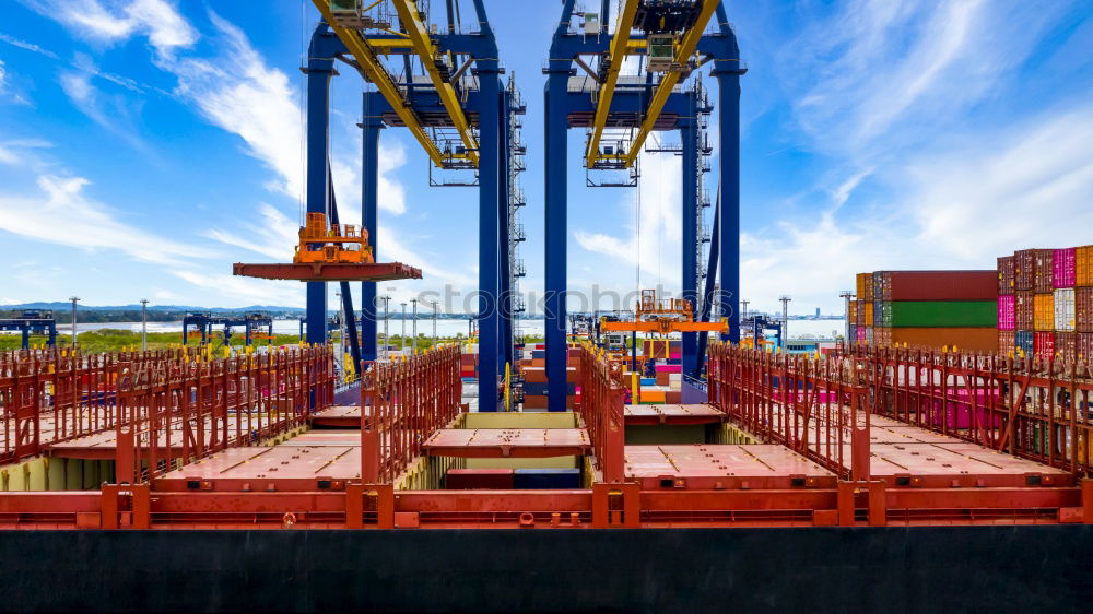 Similar – Image, Stock Photo Container ship in the evening sun in the Hamburg container port