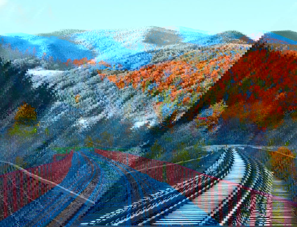Similar – Image, Stock Photo Bernina Express in the autumn forest near Pontresina