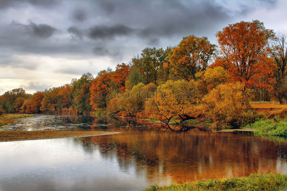 Similar – Foto Bild Bank am See unter Baum im Herbst