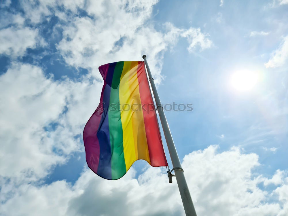 Similar – many rainbow flags of the queer community at the CSD in Cologne. Cologne Cathedral in the background