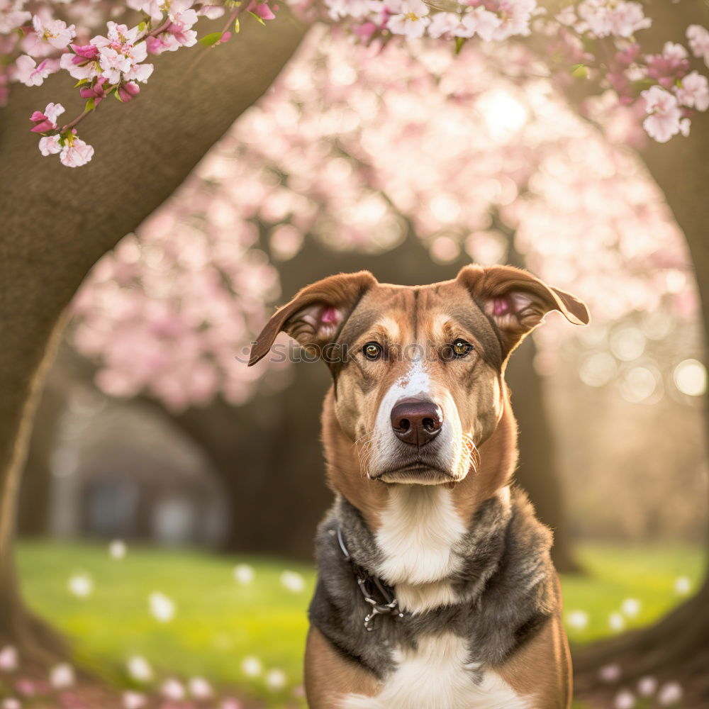 Similar – Image, Stock Photo Yellow Labrador Retriever is in front of cherry blossoms